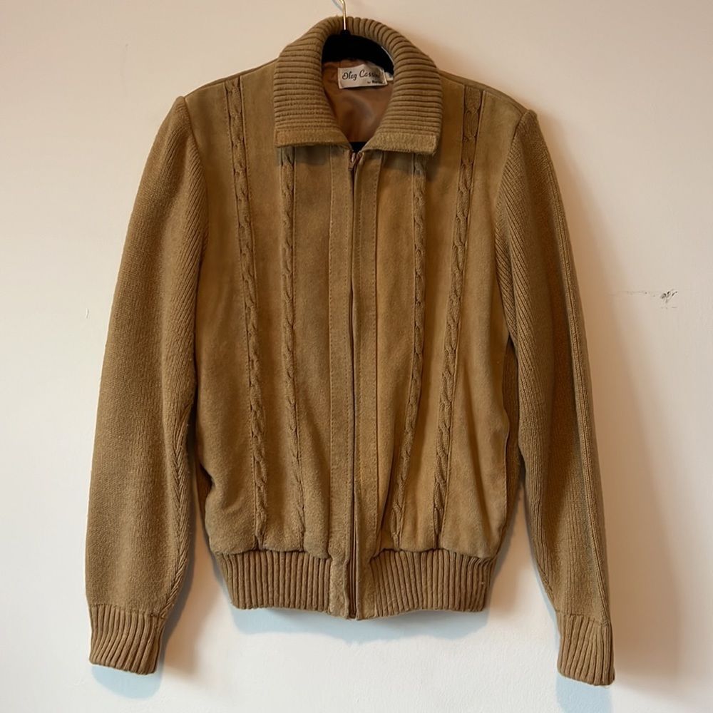 Genuine Leather Vintage Sweater Jacket - Sz S
